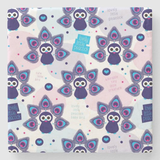 エキゾチックなインドの孔雀パターン ストーンコースター (正面)