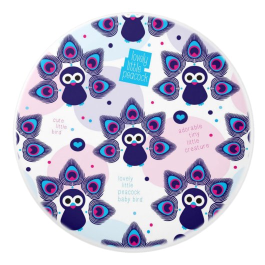 エキゾチックなインドの孔雀パターン セラミックノブ (正面)