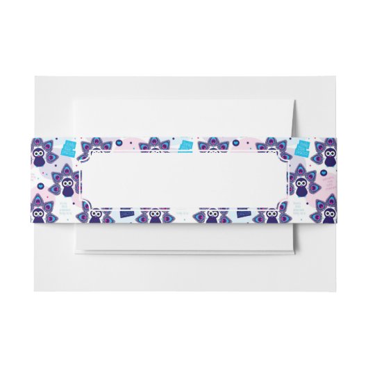 エキゾチックなインドの孔雀パターン 招待状ベリーバンド (正面例)