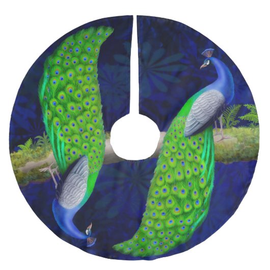 エキゾチックなインドの青い孔雀の休日の木のスカート ブラッシュドポリエステルツリースカート (正面)