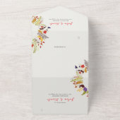 エキゾチックなウッドランドワイルドフラワー結婚リース オールインワン招待状 (外側)