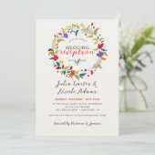 エキゾチックなウッドワイルドフラワーリースウェディングレセプション 招待状 (スタンド正面)