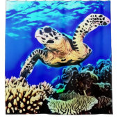 エキゾチックなウミガメのエアブラシのカスタムなシャワー・カーテン シャワーカーテン (正面)