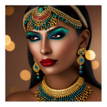 エキゾチックなエジプト金ゴールドグリーンブルー宝石の女性