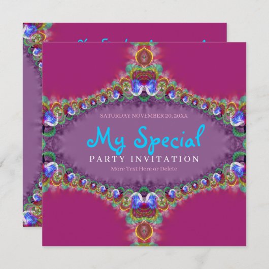 エキゾチックなエネルギーフラクタルアート招待状 招待状 (正面/裏面)