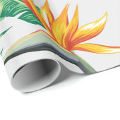 エキゾチックなオウムとオレンジ色の花 ラッピングペーパー (ロールコーナー)