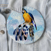 エキゾチックなオウムの鳥のトーンの羽の贈り物 缶バッジ (インサイチュ)