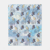 エキゾチックなオウムの鳥の音羽 フリースブランケット (正面)