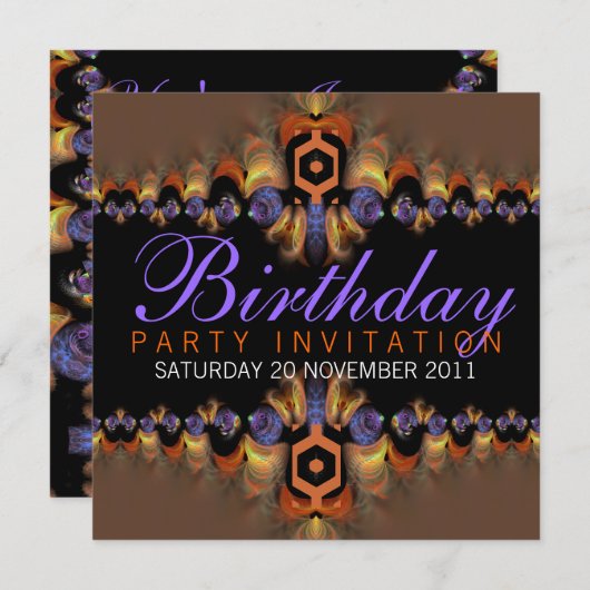 エキゾチックなオリエンタルフレーバーパーティー誕生日招待状 招待状 (正面/裏面)