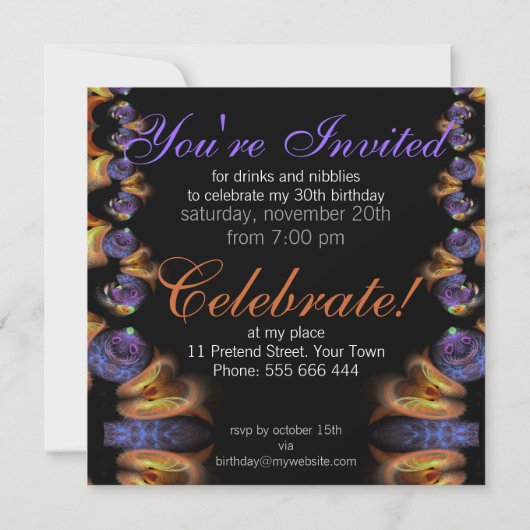 エキゾチックなオリエンタルフレーバーパーティー誕生日招待状 招待状 (裏面)