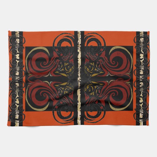 エキゾチックなオレンジタオル キッチンタオル (横)