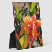 エキゾチックなオレンジ色の花 フォトプラーク (側面)