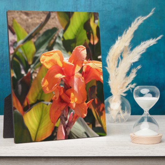 エキゾチックなオレンジ色の花 フォトプラーク (側面)