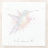 エキゾチックなカラフルハミングバードのカスタマイズ ガラスコースター (裏面)