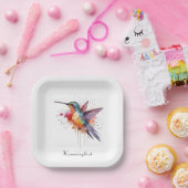 エキゾチックなカラフルハミングバードのカスタマイズ ペーパープレート (パーティー)