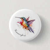 エキゾチックなカラフルハミングバードのカスタマイズ 缶バッジ (正面)