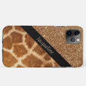 エキゾチックなキリンの毛皮と茶色のグリッターグラム Case-Mate iPhoneケース (裏面(横))