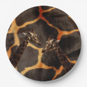 「エキゾチックなキリン：キリンパターン（の模様が）あるキャンバス上」 ペーパープレート (正面)