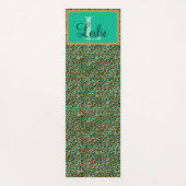 エキゾチックなグリーン金ゴールドブラックヒョウモノグラムのプリント ヨガマット (正面)