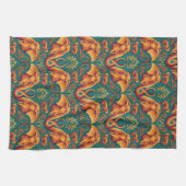 エキゾチックなサファリタペストリーパターン – ザホワイトロータス キッチンタオル (横)