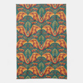 エキゾチックなサファリタペストリーパターン – ザホワイトロータス キッチンタオル (縦)