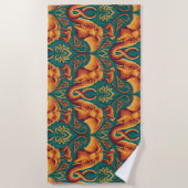 エキゾチックなサファリタペストリーパターン – ザホワイトロータス ビーチタオル (正面)