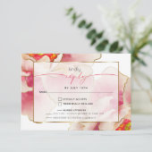 エキゾチックなサンゴバラ牡丹の食事の選択RSVPカード 出欠カード (スタンド正面)