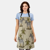エキゾチックなシマウマとヤシの木 エプロン (着用した状態)