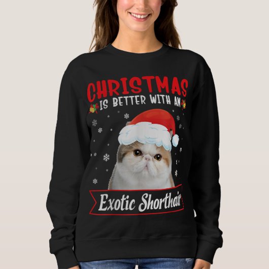 エキゾチックなショートヘアの猫Mはクリスマスが良い スウェットシャツ (正面)