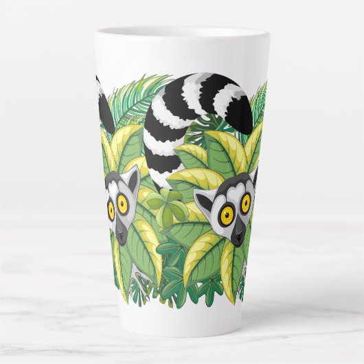 エキゾチックなジャングルのマダガスカルのレムルス カフェラテマグ (正面)