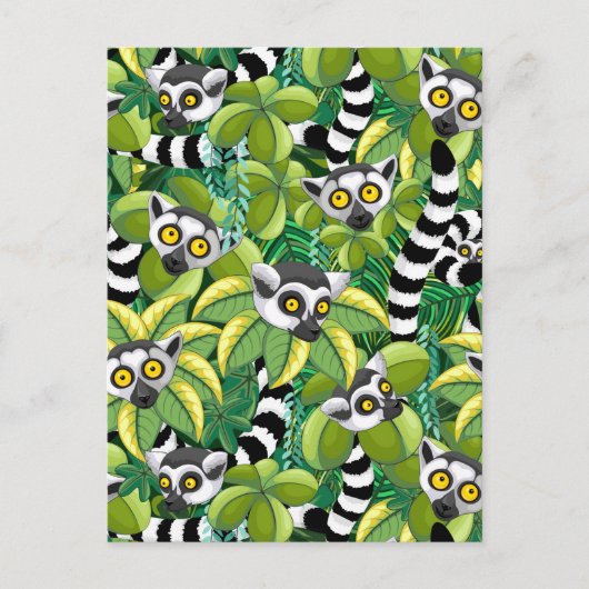 エキゾチックなジャングルのマダガスカルのレムルス ポストカード (正面)