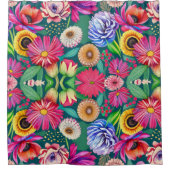 エキゾチックなジャングルの花の水色3 シャワーカーテン (正面)