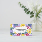 エキゾチックなジャングルの葉のパターン 名刺 (スタンド正面)