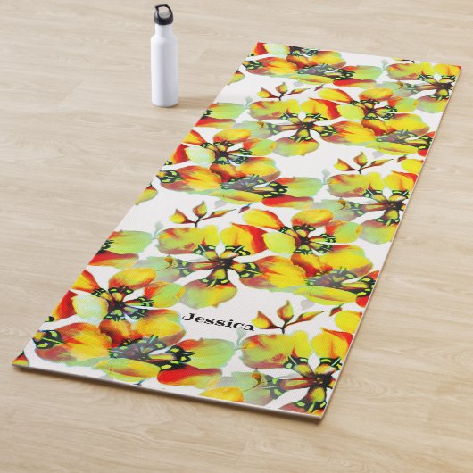 エキゾチックなジャングル動物のシームレスな明るいパターン ヨガマット (インサイチュ)