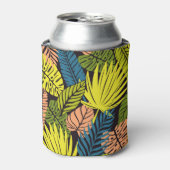 エキゾチックなジャングル植物のシームレスなパターン 缶クーラー (缶正面)