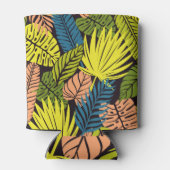 エキゾチックなジャングル植物のシームレスなパターン 缶クーラー (裏面)