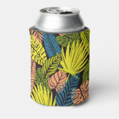 エキゾチックなジャングル植物のシームレスなパターン 缶クーラー (缶裏面)