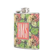 エキゾチックなジャングル葉および象|のモノグラム フラスク (左)