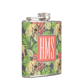 エキゾチックなジャングル葉および象|のモノグラム フラスク (右)