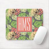 エキゾチックなジャングル葉および象|のモノグラム マウスパッド (マウス)