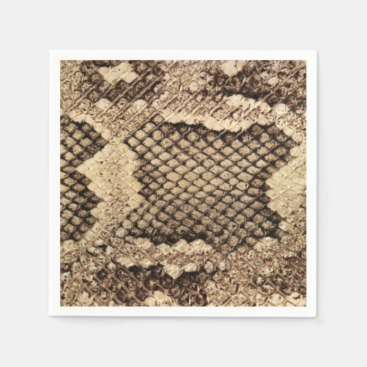 エキゾチックなスネークスキンアニマルプリントテクスチャパターン スタンダードカクテルナプキン (正面)