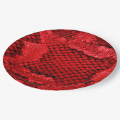 エキゾチックなスネークスキンアニマルプリントパタモダンーン赤 ペーパープレート (アングル)