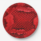 エキゾチックなスネークスキンアニマルプリントパタモダンーン赤 ペーパープレート (正面)