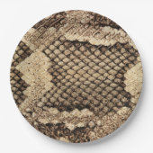 エキゾチックなスネークスキンアニマルプリントパタモダンーン ペーパープレート (正面)