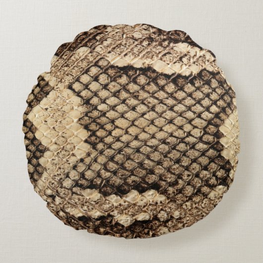 エキゾチックなスネークスキンアニマルプリントパタモダンーン ラウンドクッション (正面)
