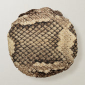 エキゾチックなスネークスキンアニマルプリントパタモダンーン ラウンドクッション (裏面)