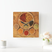エキゾチックなスパイス スクエア壁時計 (ホーム)