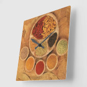 エキゾチックなスパイス スクエア壁時計 (傾斜)