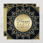 エキゾチックなスパークルサンフラワーディナーパーティの招待状 招待状 (正面/裏面)