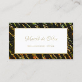 エキゾチックなゼブラプリントピーコックフェザーズブティック 名刺